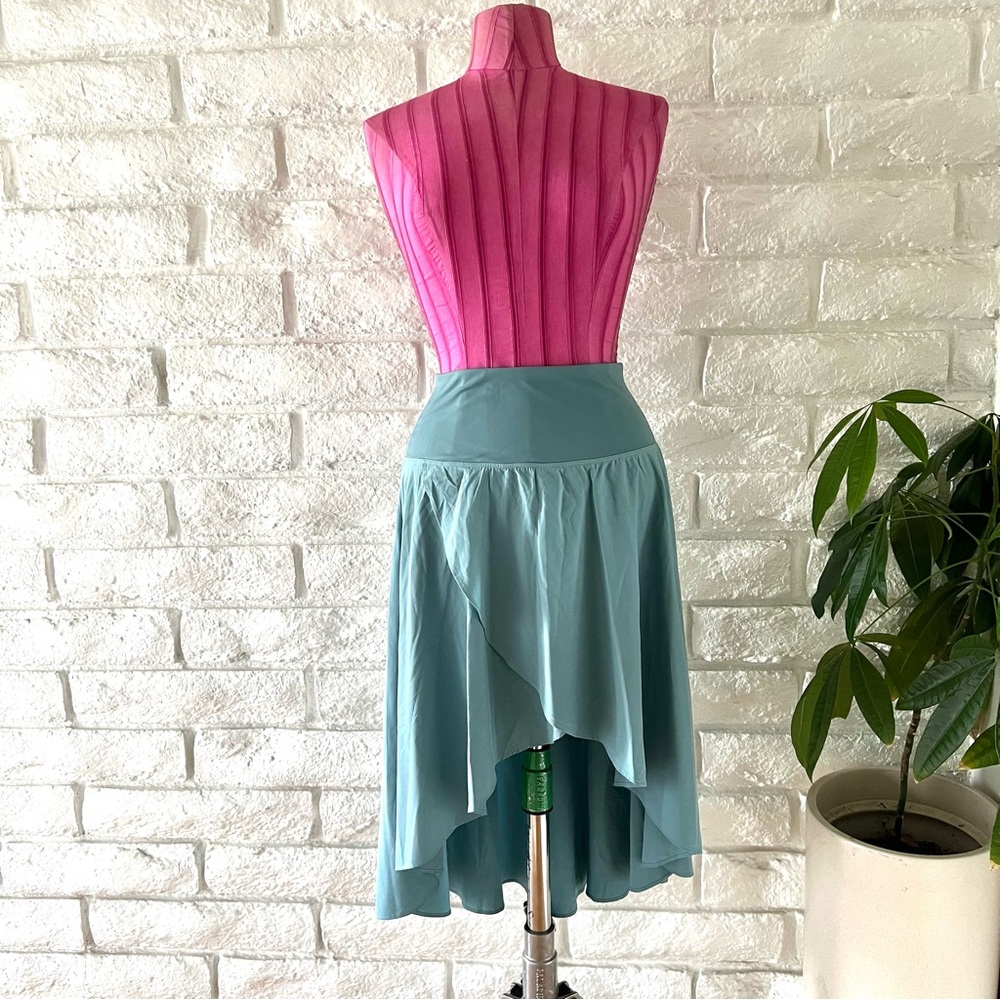 Halara Teal Asymmetrical Midi Skirt NWT
